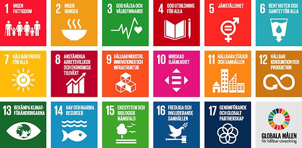 Ikoner som visar de 17 globala målen